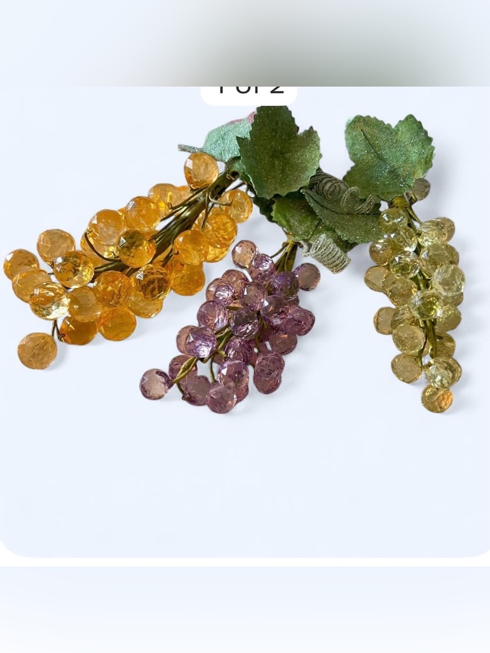 Vintage MCM multifaceted lucite Grape Clusters- Yellow, Purple, Orange